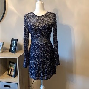 Express | Blue & Silver Lace Dress
